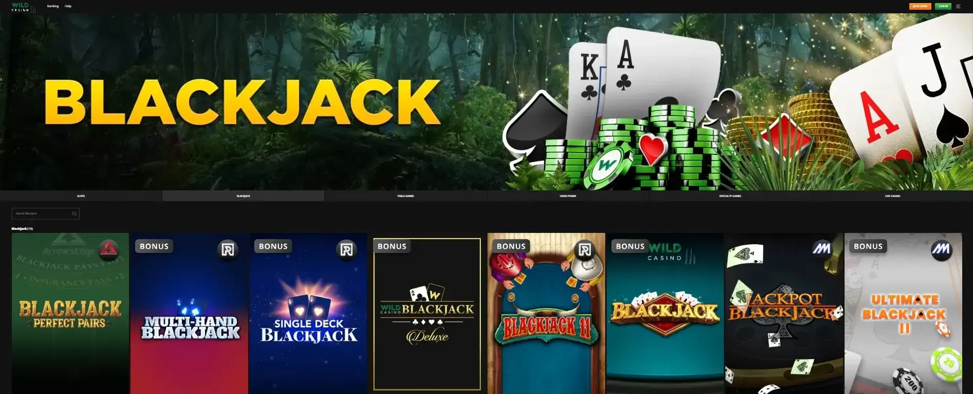 blackjack casinos online wild