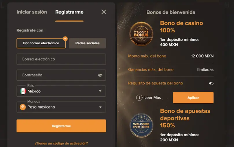 registro sol casino online