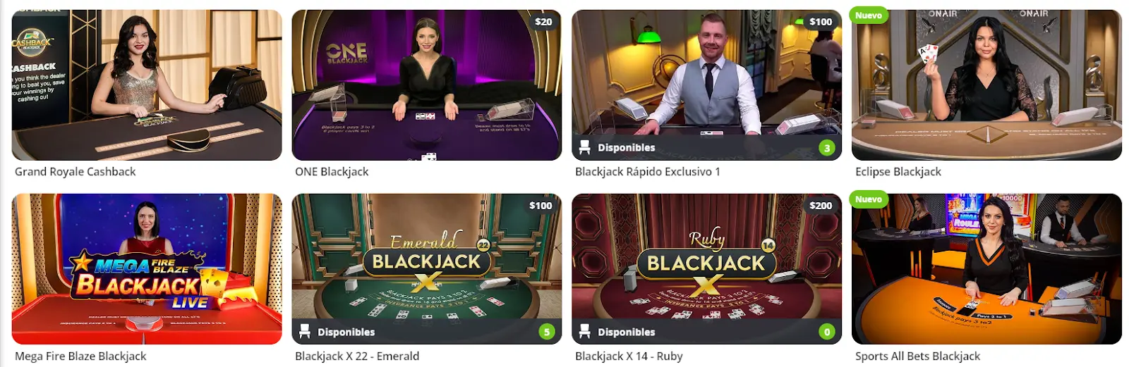 mesas de blackjack